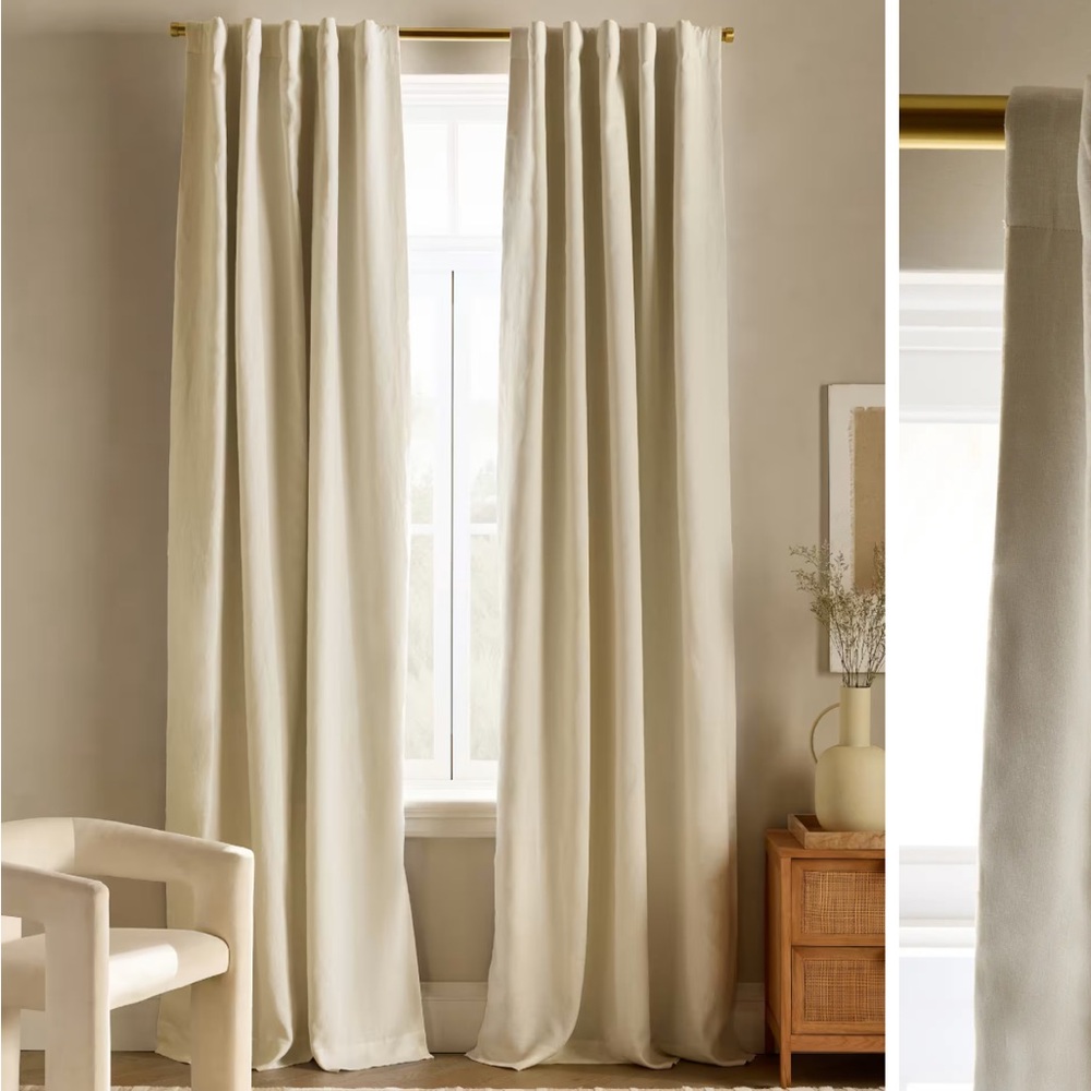 Quince European Linen Room Darkening Curtain in Ivory